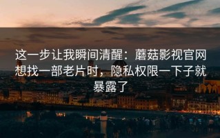 这一步让我瞬间清醒：蘑菇影视官网想找一部老片时，隐私权限一下子就暴露了