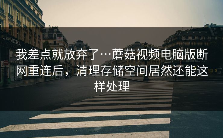 我差点就放弃了…蘑菇视频电脑版断网重连后，清理存储空间居然还能这样处理