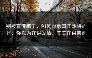 别被宣传骗了，91网页版真正想讲的是：你以为在讲爱情，其实在讲告别