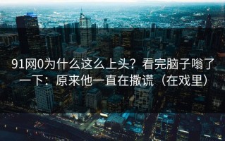 91网0为什么这么上头？看完脑子嗡了一下：原来他一直在撒谎（在戏里）