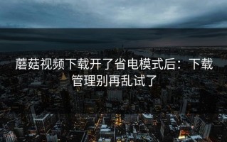 蘑菇视频下载开了省电模式后：下载管理别再乱试了