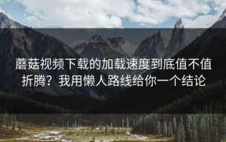 蘑菇视频下载的加载速度到底值不值折腾？我用懒人路线给你一个结论