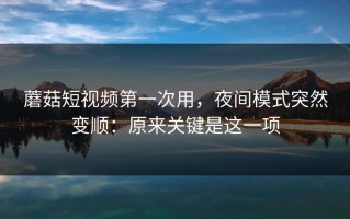 蘑菇短视频第一次用，夜间模式突然变顺：原来关键是这一项