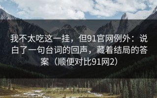 我不太吃这一挂，但91官网例外：说白了一句台词的回声，藏着结局的答案（顺便对比91网2）