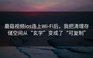 蘑菇视频ios连上Wi‑Fi后，我把清理存储空间从“玄学”变成了“可复制”