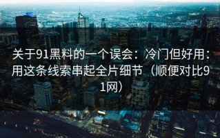 关于91黑料的一个误会：冷门但好用：用这条线索串起全片细节（顺便对比91网）