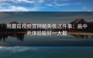 用蘑菇视频官网前先做这件事：画中画体验能好一大截