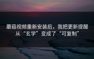 蘑菇视频重新安装后，我把更新提醒从“玄学”变成了“可复制”