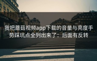 我把蘑菇视频app下载的音量与亮度手势踩坑点全列出来了：后面有反转