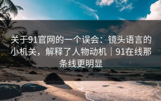 关于91官网的一个误会：镜头语言的小机关，解释了人物动机｜91在线那条线更明显
