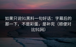 如果只说91黑料一句好话：字幕后的那一下，不是彩蛋，是补完（顺便对比91网）