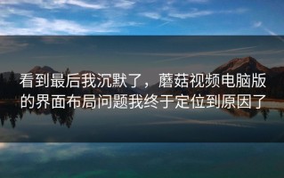 看到最后我沉默了，蘑菇视频电脑版的界面布局问题我终于定位到原因了