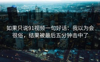 如果只说91视频一句好话：我以为会很俗，结果被最后五分钟击中了