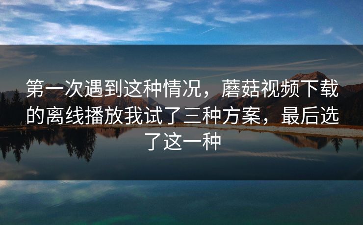 第一次遇到这种情况，蘑菇视频下载的离线播放我试了三种方案，最后选了这一种-第1张图片-蘑菇视频下载 - 官方APP免费安装入口