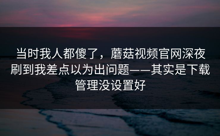 当时我人都傻了，蘑菇视频官网深夜刷到我差点以为出问题——其实是下载管理没设置好-第1张图片-蘑菇视频下载 - 官方APP免费安装入口