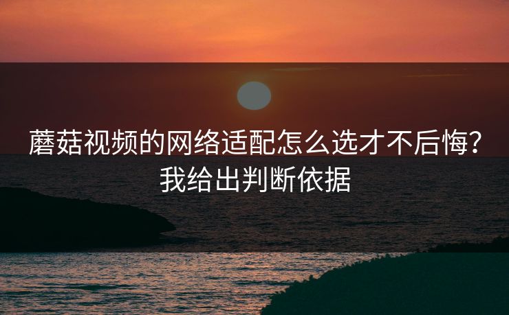 蘑菇视频的网络适配怎么选才不后悔？我给出判断依据-第1张图片-蘑菇视频下载 - 官方APP免费安装入口