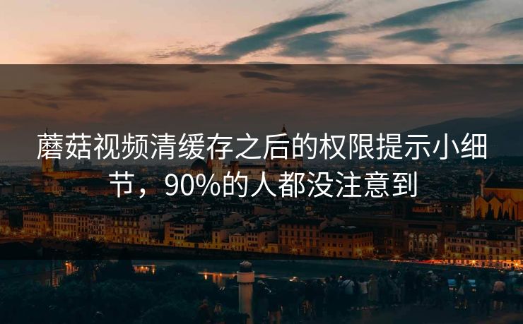 蘑菇视频清缓存之后的权限提示小细节，90%的人都没注意到-第1张图片-蘑菇视频下载 - 官方APP免费安装入口
