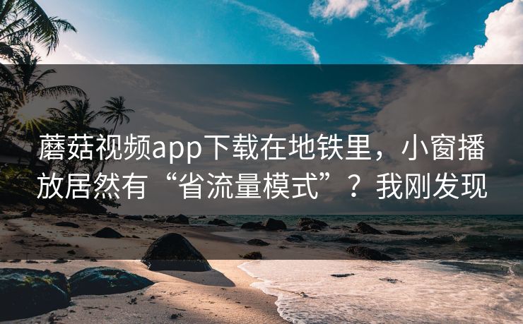 蘑菇视频app下载在地铁里,小窗播放居然有“省流量模式”?我刚发现-第1张图片-蘑菇视频下载 - 官方APP免费安装入口 蘑菇视频app下载在地铁里,小窗播放居然有“省流量模式”?我刚发现-第1张图片-蘑菇视频下载 - 官方APP免费安装入口