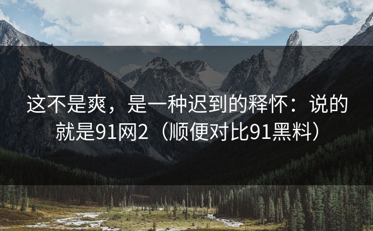 这不是爽,是一种迟到的释怀:说的就是91网2(顺便对比91黑料) 这不是爽,是一种迟到的释怀:说的就是91网2(顺便对比91黑料)